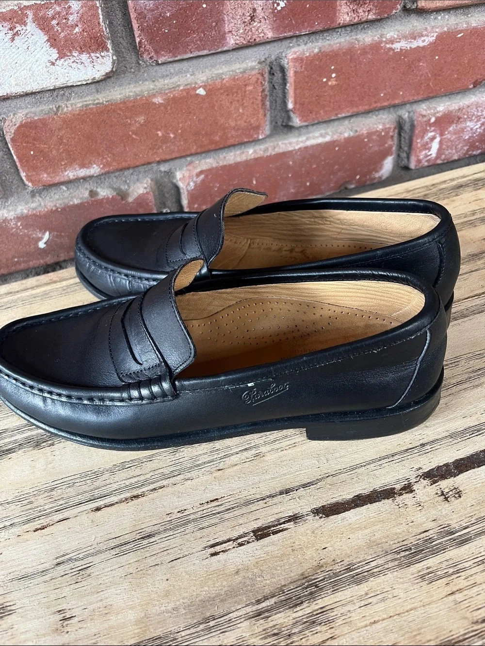Paraboot French Fashion Classic Black Leather Penny Loafers for Men Size 6